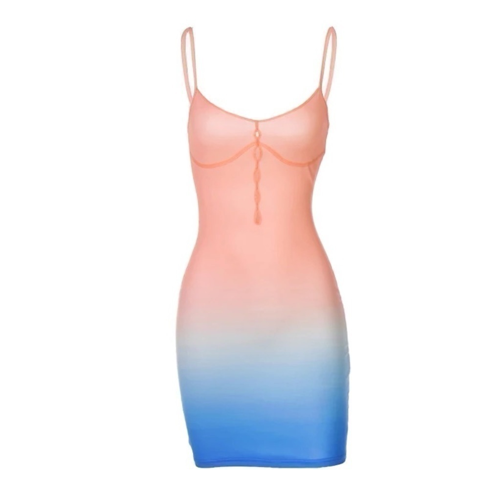Ombré spaghetti strap cut out dress